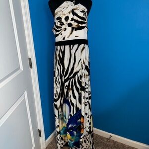 Bisou Bisou Black and White Halter Sundress